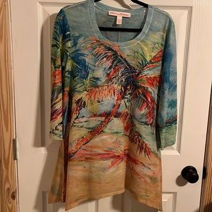 Sz L Leoma Lovegrove 3/4 Sleeve Top